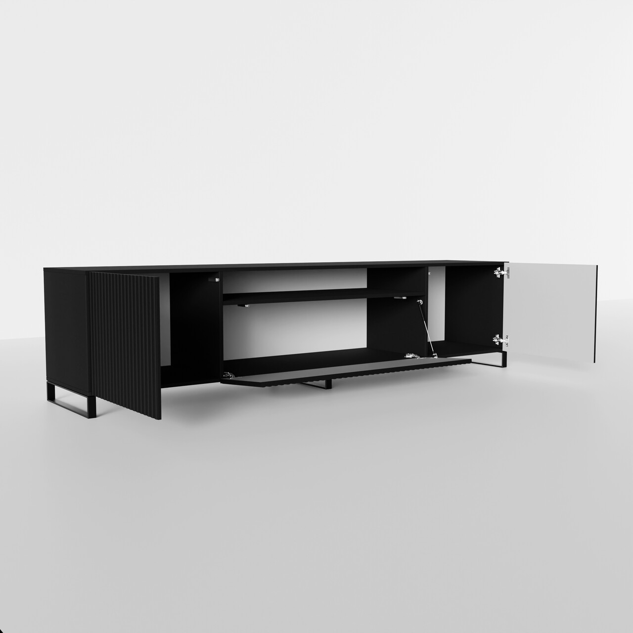 Comoda TV ADRK, Noemi, 200x41x53 cm, PAL melaminat/MDF, negru — imaginea 4