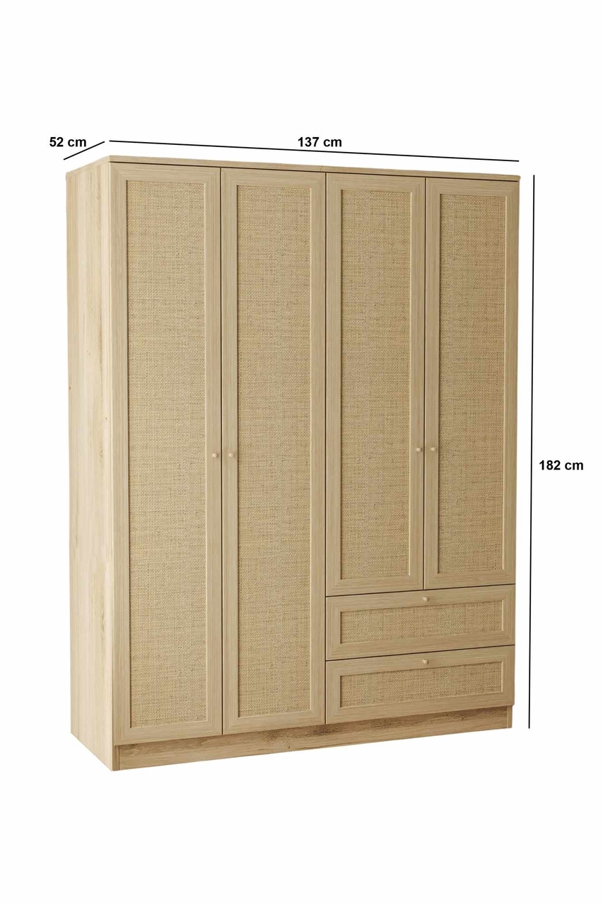 Dulap pentru haine, Hanah Home, Baru 182, 137x182x52 cm, Bej - view 7