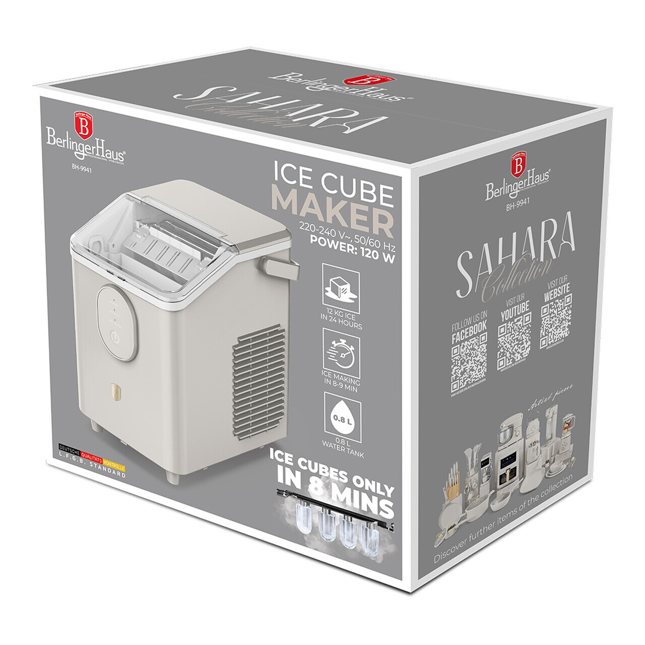 Masina pentru cuburi de gheata Berlinger Haus, Sahara, 800 ml, 120W, plastic, crem - view 17