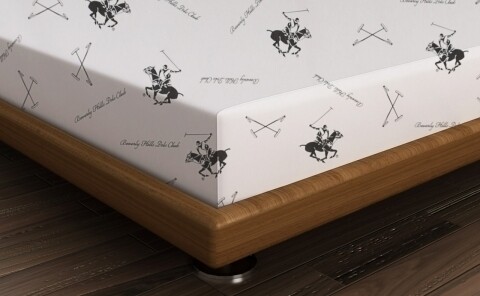 Cearceaf de pat pentru o persoana BHPC 028 - Black, Beverly Hills Polo Club, 180x240 cm, 100% bumbac ranforce, , Alb/Negru