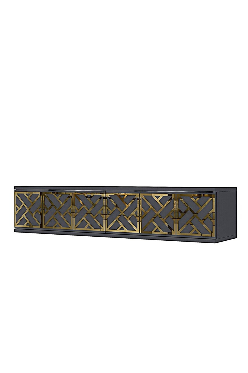 Dulap, Hanah Home, Arex 120, 120x25.5x29.6 cm, Antracit / Aur — imaginea 5