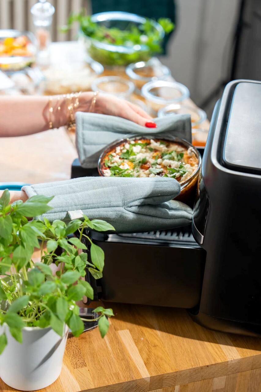 Vas rotund pentru airfryer 5L, sticla termorezistenta, 18cm/1L - Pyrex - imagine 2