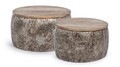 Set 2 masute de cafea Kalindi, Bizzotto, 60x30 cn, otel/lemn de mango