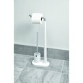 Suport hartie igienica si perie de toaleta Cade, iDesign, 23x13.5x64 cm, alb/gri