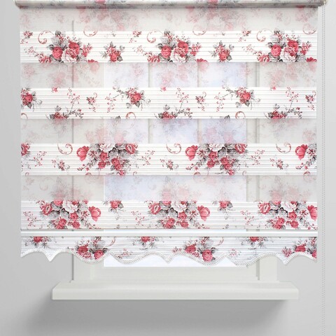 Jaluzea tip rulou, ruby, plant - red, 120x200 cm, poliester, rosu