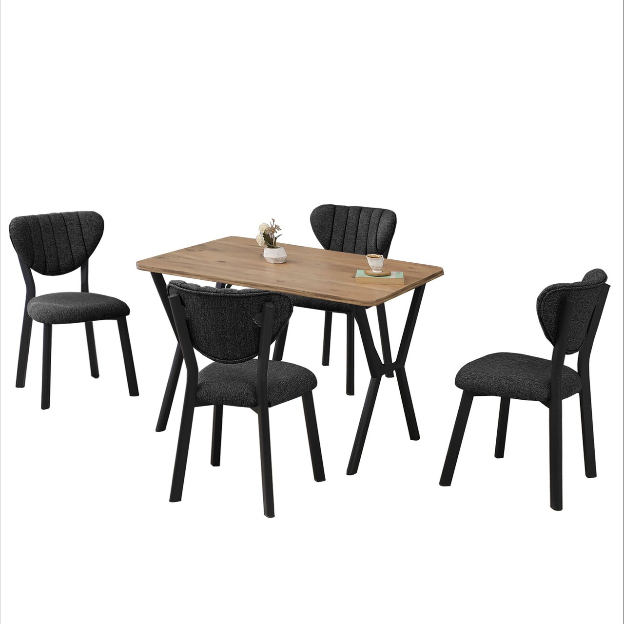 Set masa extensibila si scaune, Hanah Home, Elma, Antracit / Nuc - view 4