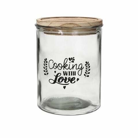 Borcan pentru depozitare cu capac , Tognana, Dolce Casa Cooking with Love, 1.85 L, sticla/lemn, transparent mezoni.ro