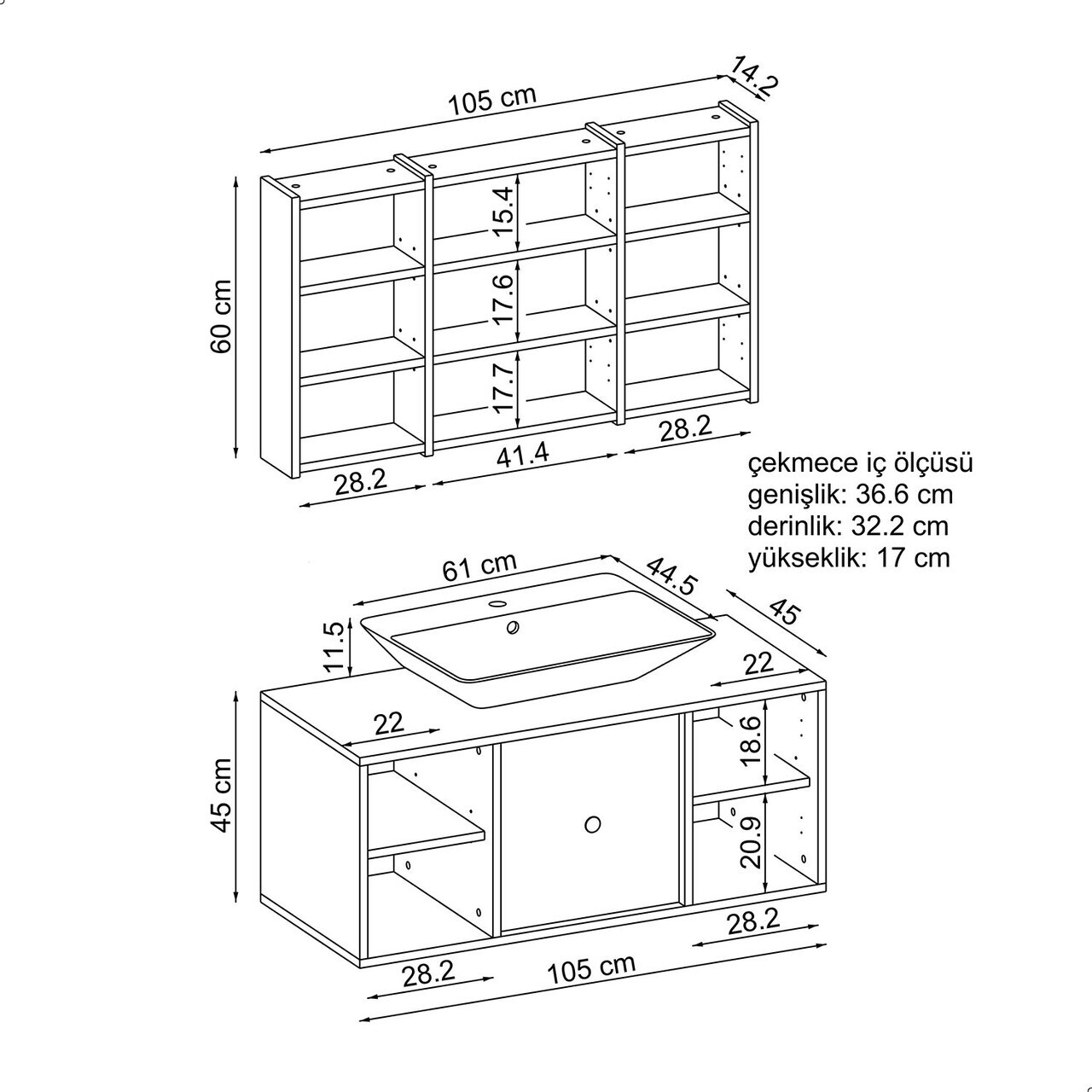 Set Dulap de Baie cu Chiuvetă și Oglindă (2 Piese), Hanah Home, 2556, MDF, Maro — imaginea 7