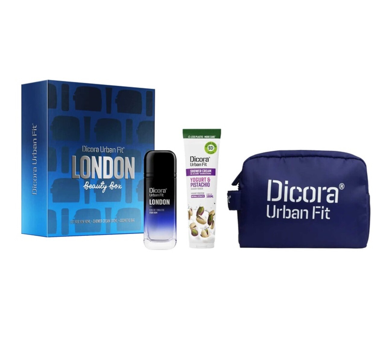 Set apa de toaleta barbati Dicora Urban Fit London 40ml + geanta cosmetica + gel 100ml