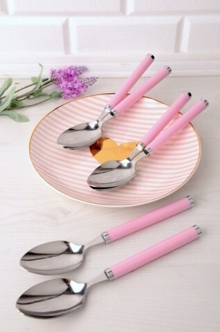 Set 6 linguri, Kosova, Pink, inox, 22 cm