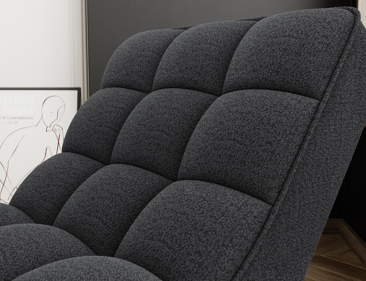 Sezlong living ELTAP, LOR-05ROY, Loren, 170x85x85 cm, poliester, gri inchis - view 8
