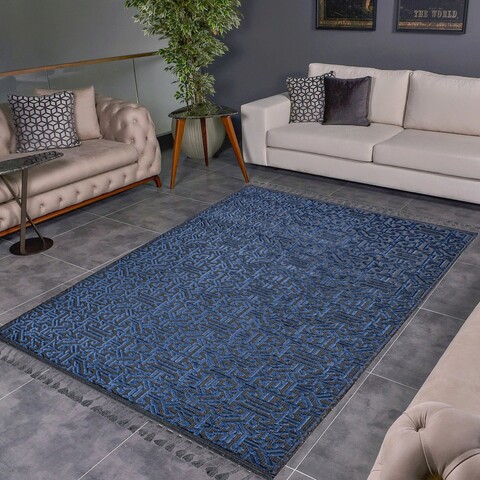 Covor, las monte 3010, 120x170 cm, 60% bumbac;40% fibre acrilice, gri/albastru marin
