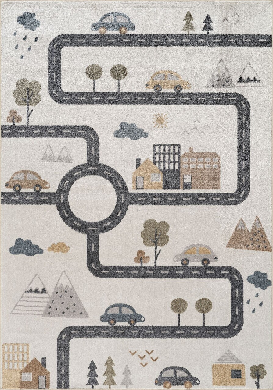 Covor, Bohem Kids Road, 160x230 cm, Poliester, Crem / Gri — imaginea 6