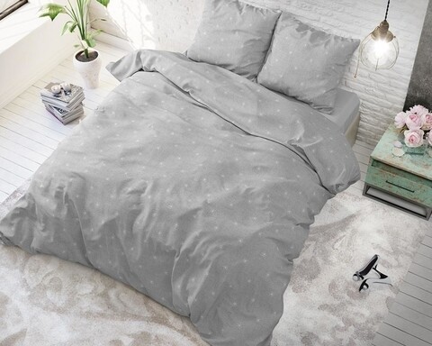 Lenjerie de pat dubla Relax Grey, Sleeptime, 3 piese, 200x220 cm, bumbac, gri