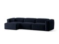 Coltar stanga 4 locuri, Bergamo, Cosmopolitan Design, 344x152x70 cm, catifea chenille raiata, albastru navy