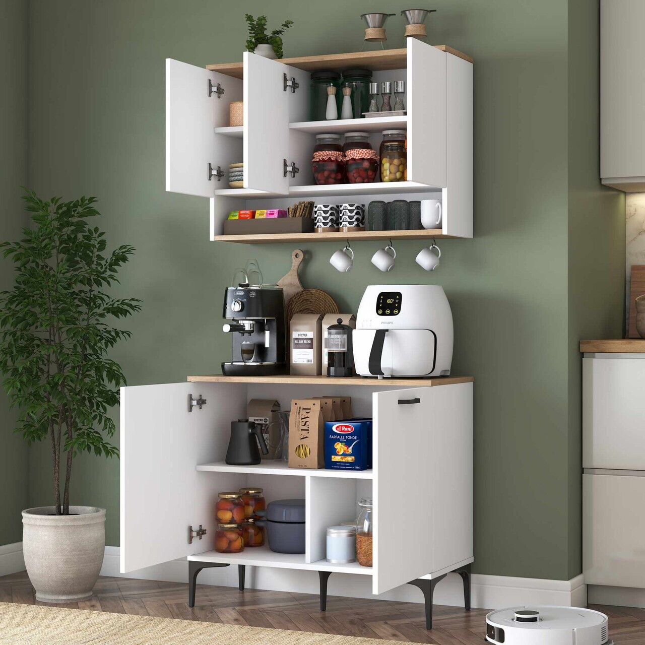 Dulap multifunctional, Hanah Home, JE271, 90.2x140.4x40 cm, Alb/Maro — imaginea 4
