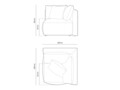 Modul pentru canapea, 1 loc, Chris-184, Micadoni Home, 100x100x80 cm, catifea, maro deschis