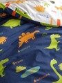 Lenjerie de pat pentru o persoana, Dinolar - Dark Blue, Eponj Home, 65% bumbac/35% poliester