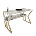 Birou, Zena Home, Wake, 120x72.8x60 cm, PAL, Alb/Auriu