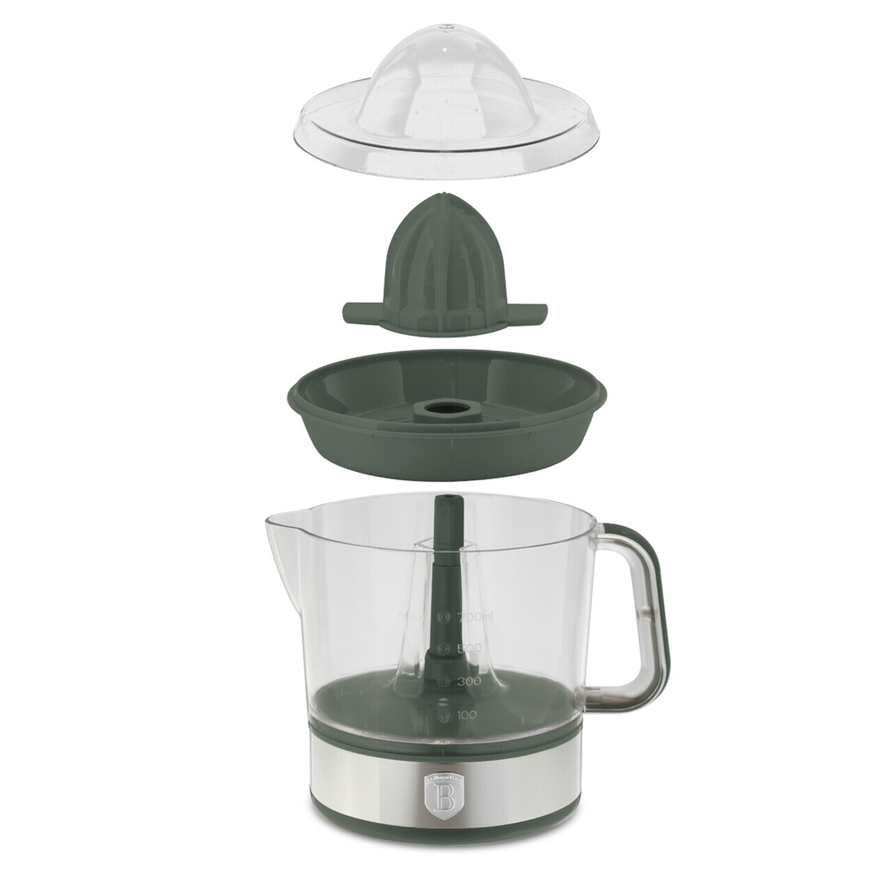 Storcator electric de citrice Berlinger Haus, Matte Green, 40W, 700 ml, plastic/inox, verde mat/transparent - imagine 7