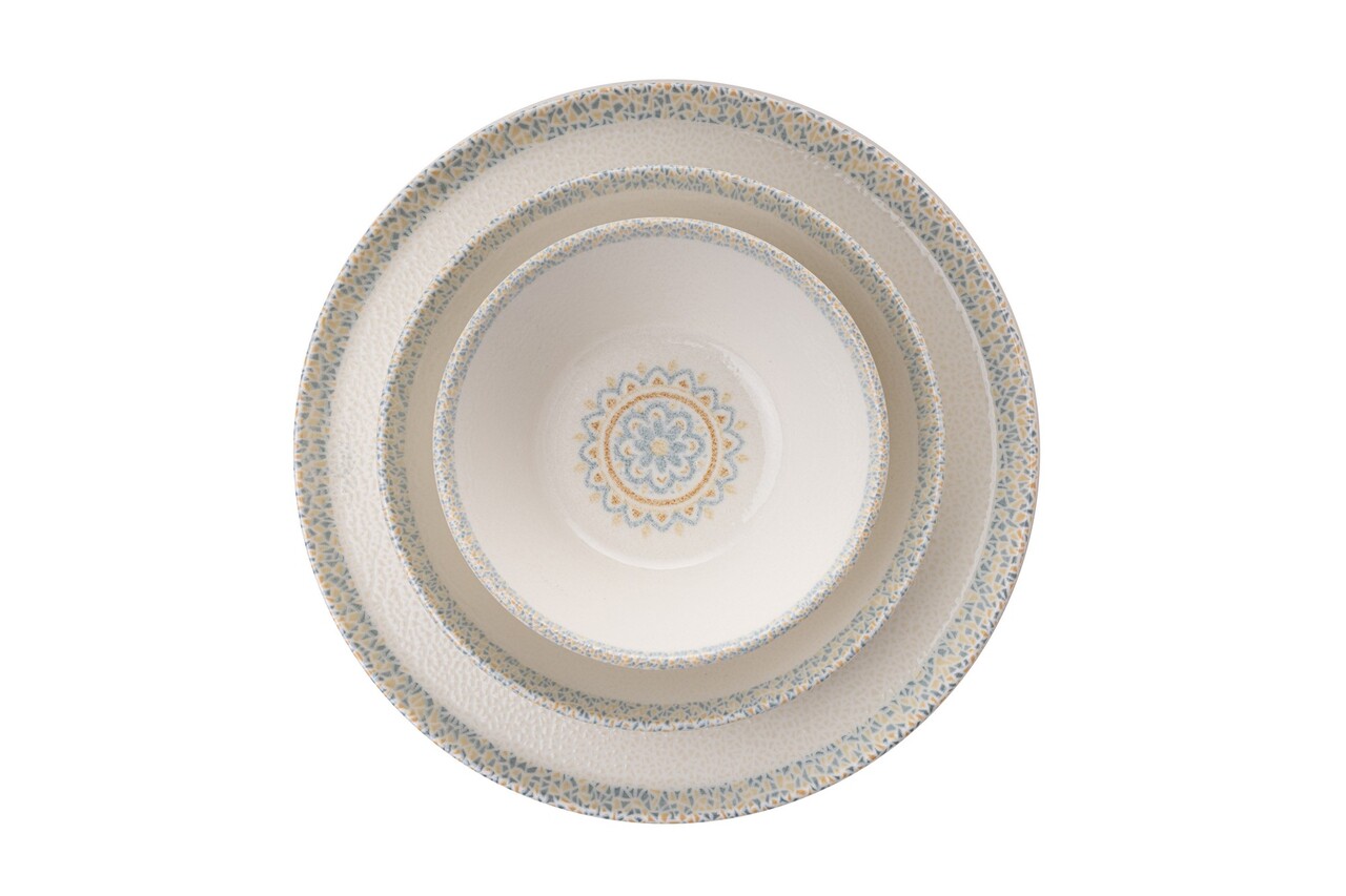 Set de cină (12 piese), L'essentiel Maison, 430KSV8964, Bol: 14 x 14 x 4,5 cm (4 bucăți), Gri/Alb - view 5
