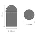 Cos de gunoi, Brabantia, Matt Steel, 60 L, 40x40x81 cm, otel, argintiu