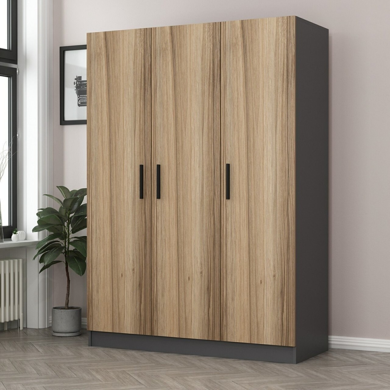 Dulap pentru haine, Minerva, Kale Oak, 135x190x52 cm, PAL, Stejar - 1 | YEO