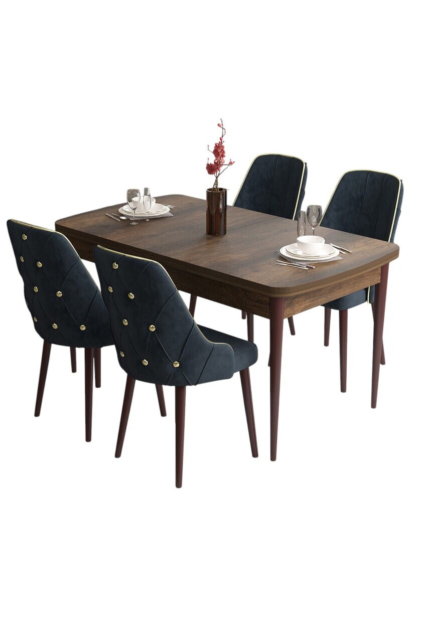 Set masa si scaune (5 piese), Hanah Home, Tia, Model baroc din lemn / Antracit — imaginea 2