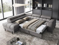 Coltar extensibil stanga 5 locuri ELTAP, LT-04AU, Ferucce, 276x200x93 cm, lemn/poliester, gri