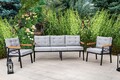 Set pentru gradina/terasa 3 piese, Valovi, Damla, metal, gri/negru