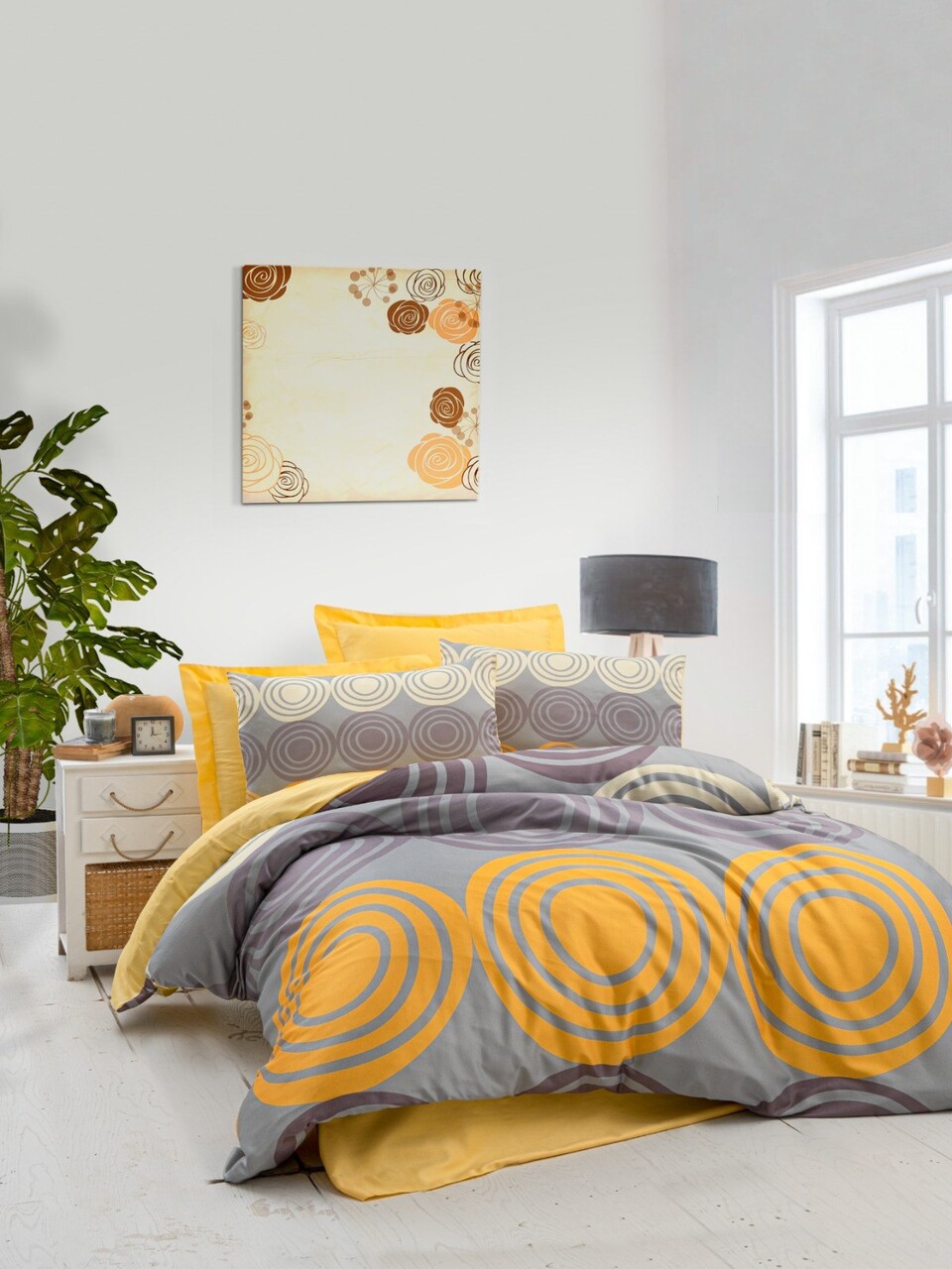 Lenjerie de pat dubla 3 piese, 481, Pearl Home, Poliester Satinat