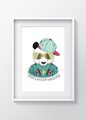 Tablou decorativ Panda Cool, Oyo Kids, 29x24 cm, lemn/MDF, multicolor