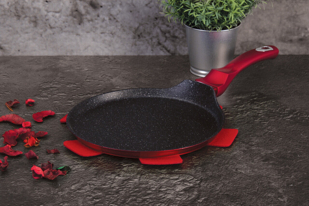 Tigaie pentru clatite Berlinger Haus, Burgundy, 28 cm, aluminiu forjat, rosu - imagine 2
