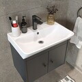 Set Dulap de Baie cu Chiuvetă și Oglindă (2 Piese), Hanah Home, 2679, PAL MELAMINAT, Antracit