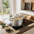 Oala cu capac Blaumann, Gourmet, BL-1008A, 20 cm, 4.3L, inox, argintiu