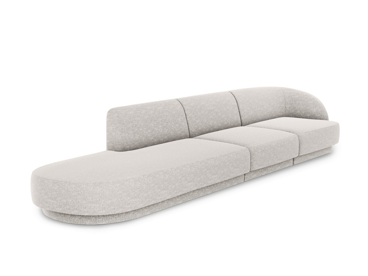 Canapea 4 locuri cotiera stanga, Miley, Micadoni Home, BL, 325x85x74 cm, poliester chenille, gri deschis - 1 | YEO