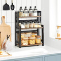 Raft de organizare blat bucatarie/birou, Songmics, 41x18x53 cm, MDF/rama din bambus, maro/negru