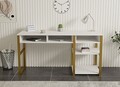 Birou, Puqa Design, Emro, 150x75 cm, PAL, Alb/Auriu