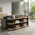 Consola, Hanah Home, Flusso, 170x65x30 cm, PAL, Travertin / Nuc