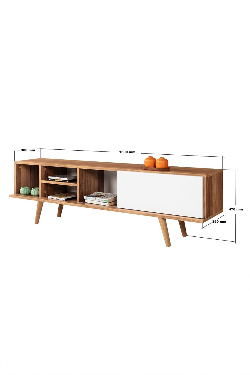 Comoda TV, Hanah Home, Ela 3633, 160x47x35 cm, PAL, Nuc/Alb — imaginea 6