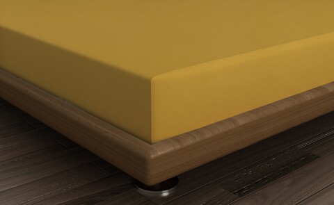 Cearceaf de pat cu elastic, 160×200 cm, 100% bumbac ranforce, Beverly Hills Polo Club, BHPC 041, galben mustar