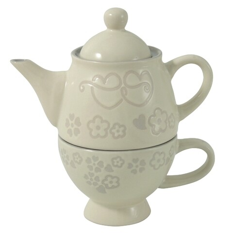 Ceainic cu ceasca, Wald, Daily, 300 ml, ceramica, gri
