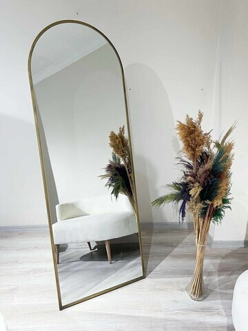 Oglinda Cheval, Hanah Home, Oval 60x180, 60x180x1.5 cm, Maro antichizat