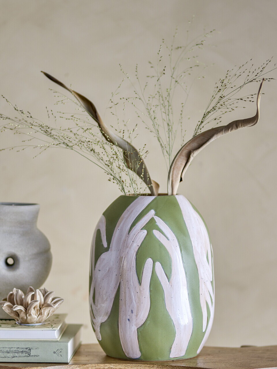 Vaza decorativa, Bloomingville, Adalena, 23.5x30.5 cm, ceramica, verde - imagine 3