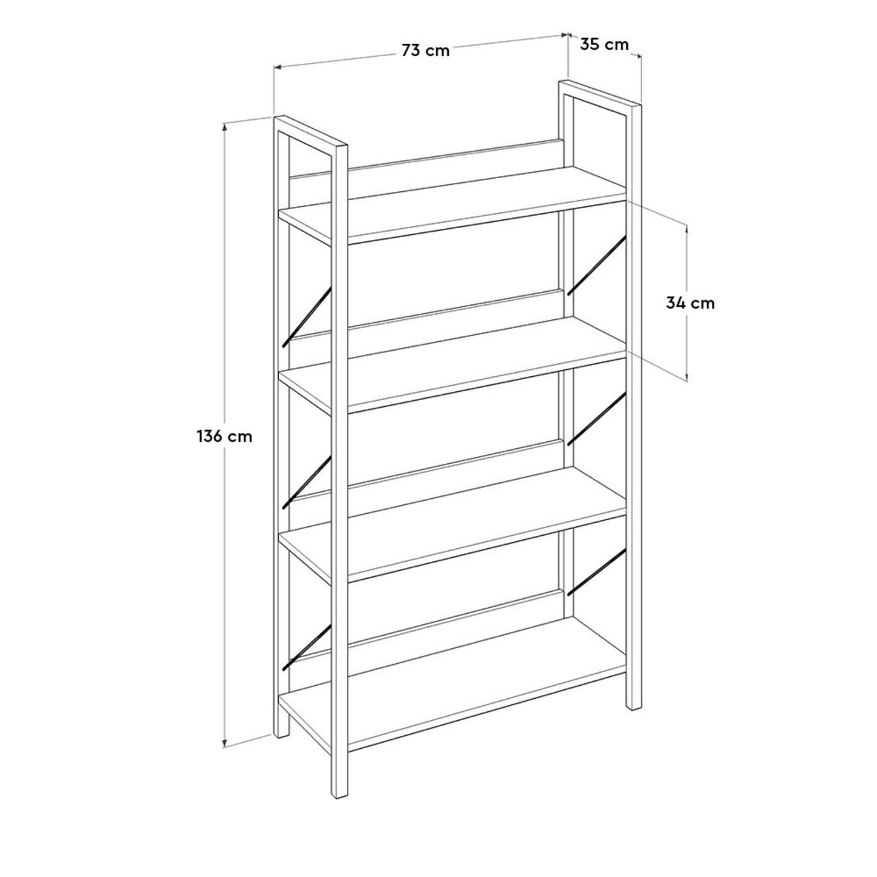 Corp biblioteca, Adore, KTP-840-OO-1, 73x136x35 cm, PAL, Maro
