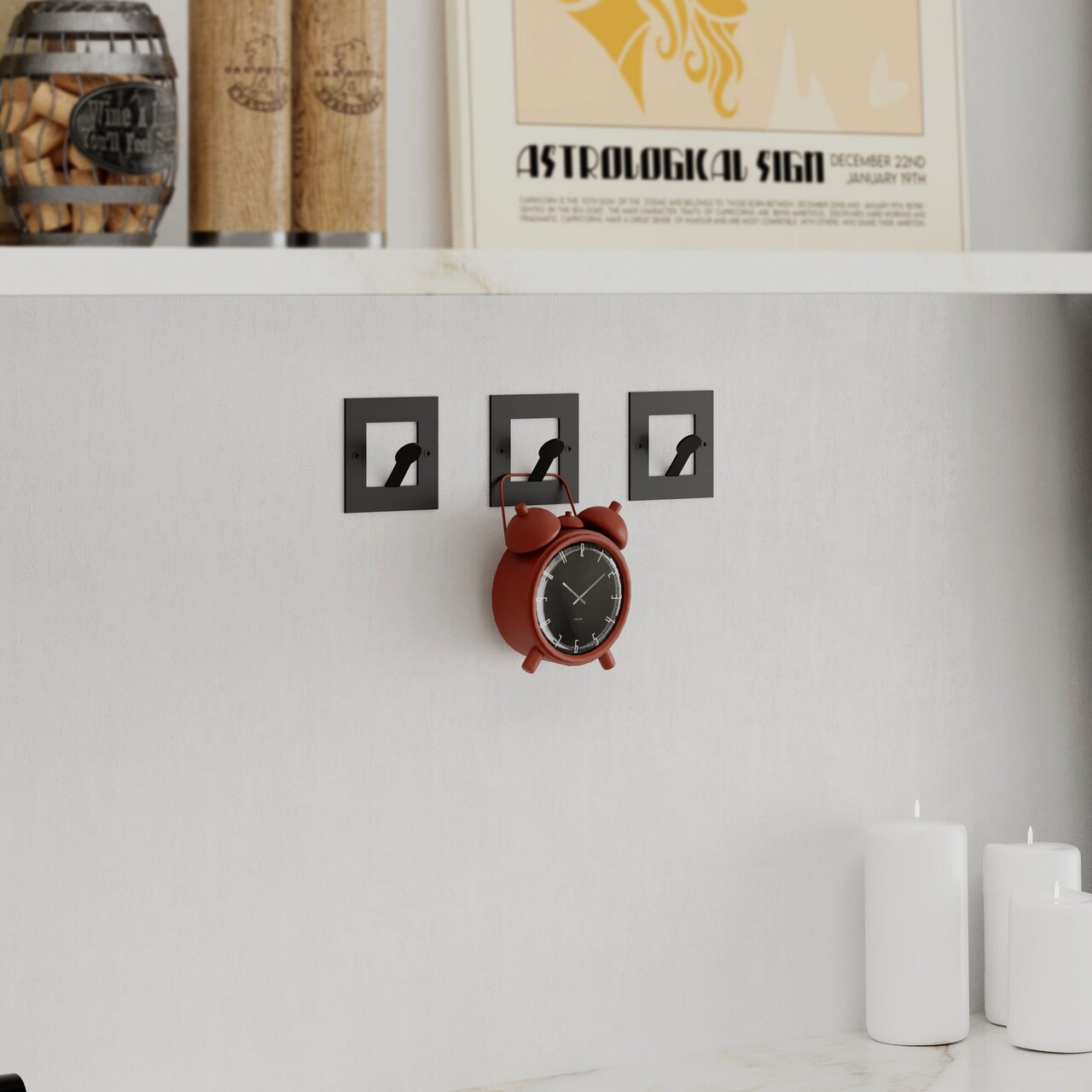 Cuier de perete, Kaly Metal Square Hanger, Fier vopsit static, Negru - view 6