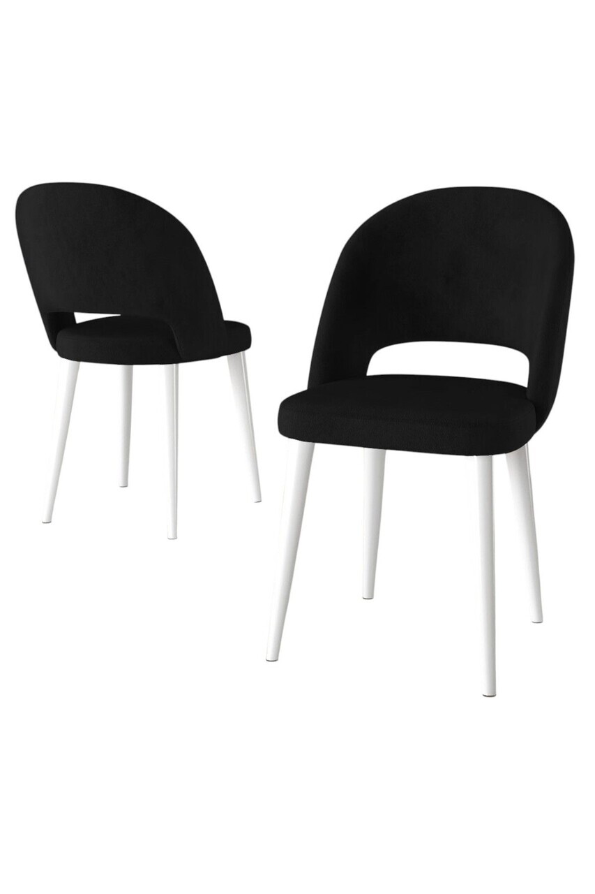 Set scaune 2 piese, Hanah Home, Pane, Alb/Negru — imaginea 2