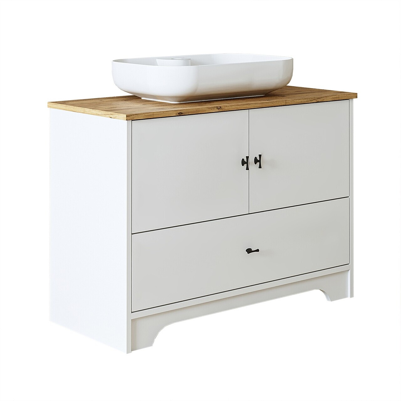 Dulap de baie cu chiuvetă, Hanah Home, 2381, 99.5x72x45 cm, MDF-LAM, Alb mat — imaginea 6