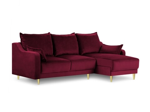 Coltar extensibil reversibil, Pansy, Mazzini Sofas, 4 locuri, cu lada de depozitare, 220x150x90 cm, catifea, rosu
