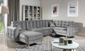 Coltar extensibil reversibil 5 locuri ELTAP, AsdU-59, Asgard, 326x202x93 cm, lemn/poliester, gri deschis